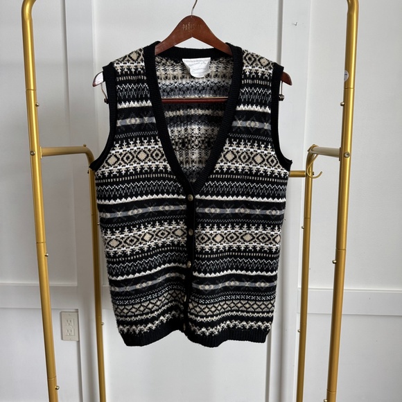 Precious as Diamonds Vintage Button Cardigan Sweater Vest Fair Aisle Unisex Sz M